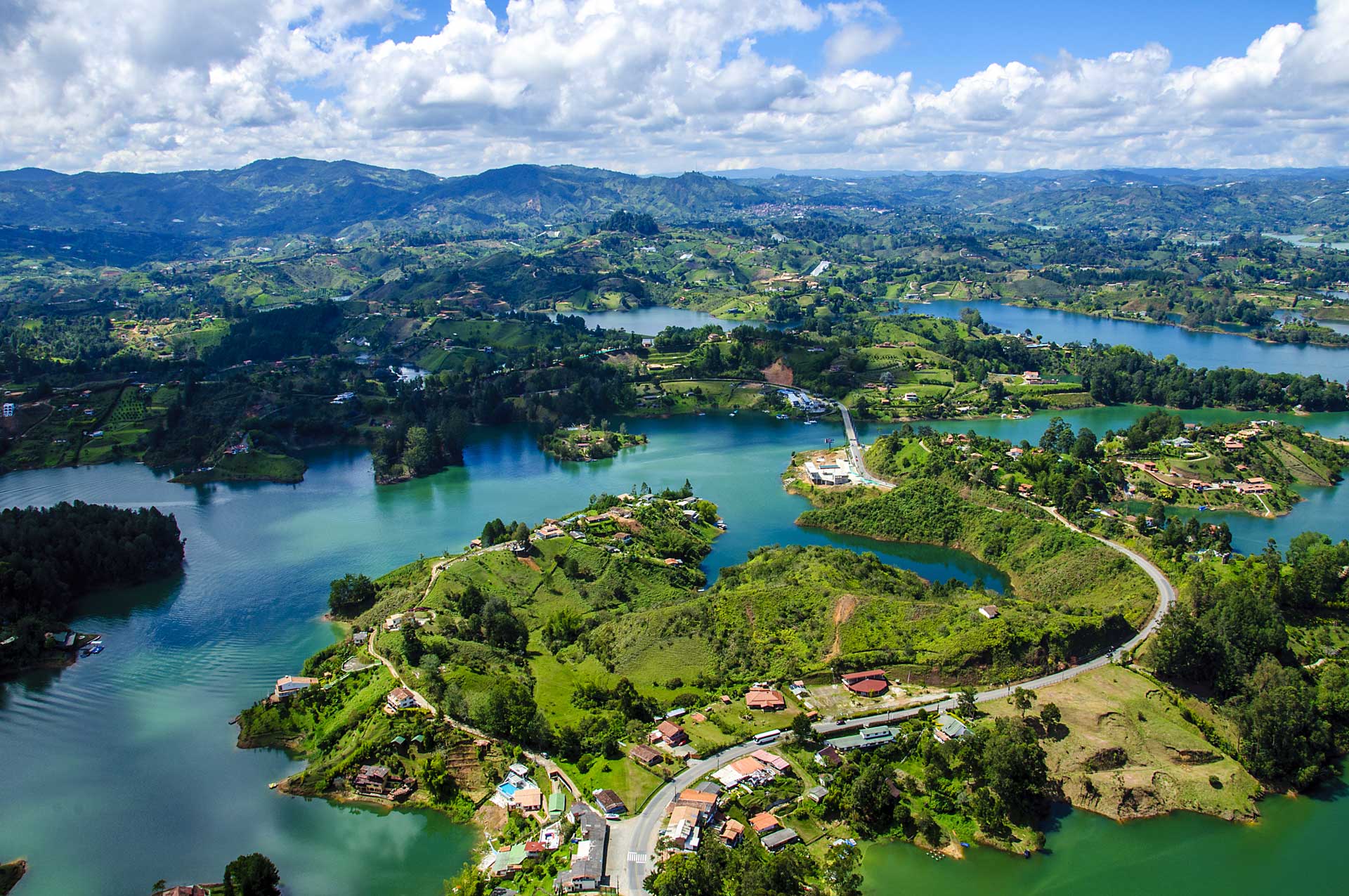 Panoramic view from Rock of Guatape in  Medellin, Colombia